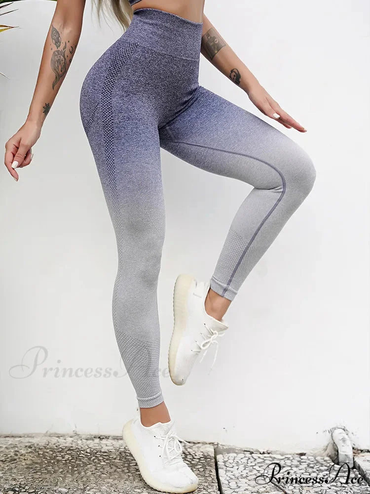 Gradient Waist Fitness Seamless Push Up Yoga Legging