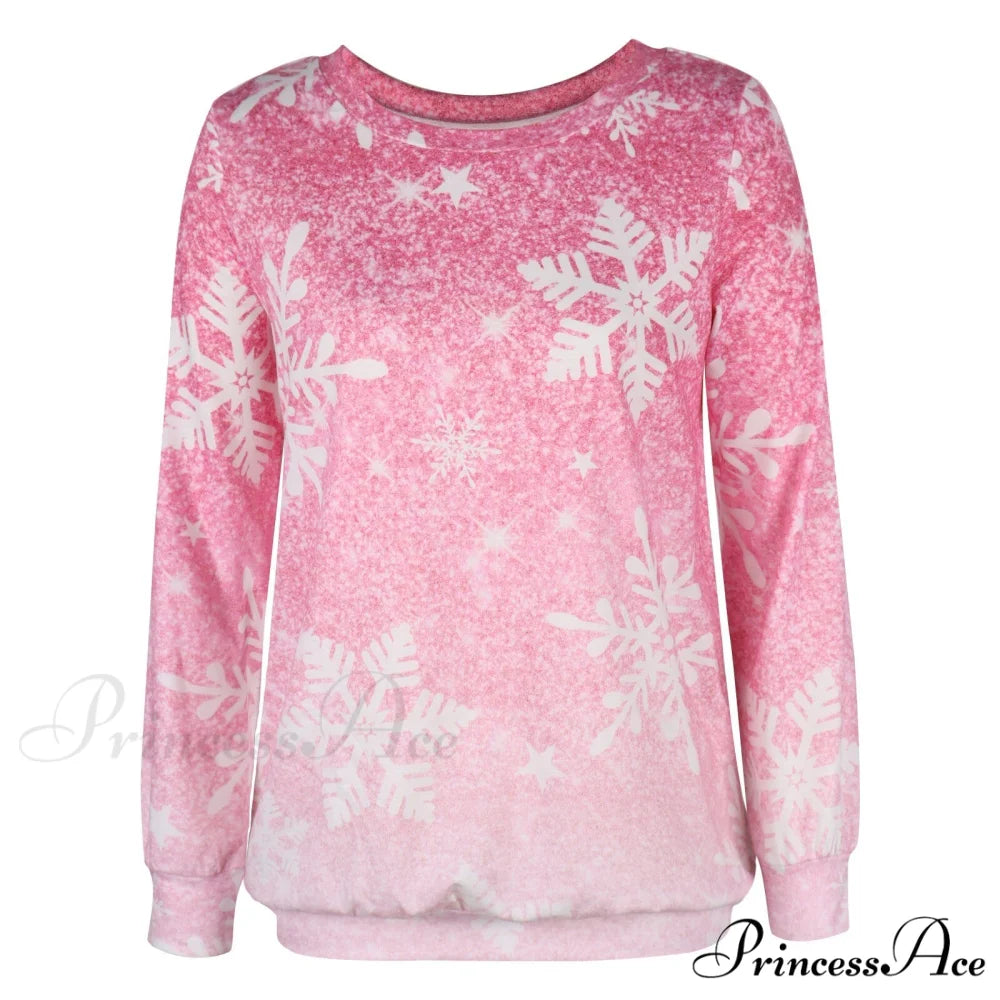 Gradual Change Sequin Printing Round Neck Long Sleeve Sweater
