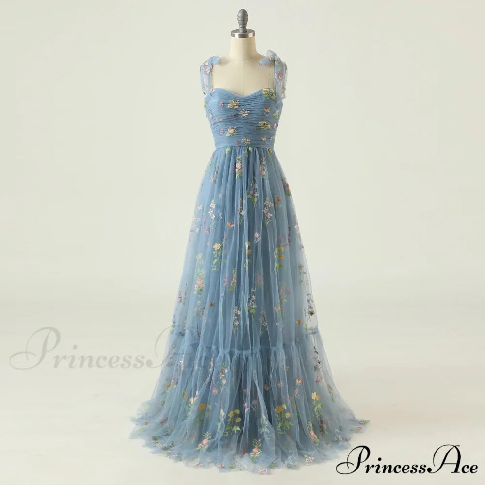 Graduation Gown Green Party Tulle Elegant Tea Adjustable Straps Wedding Length Mint Dress Blue / S