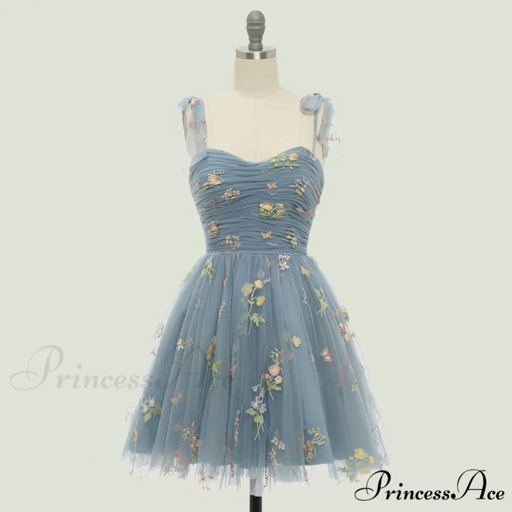 Graduation Gown Green Party Tulle Elegant Tea Adjustable Straps Wedding Length Mint Dress Blue Short / S