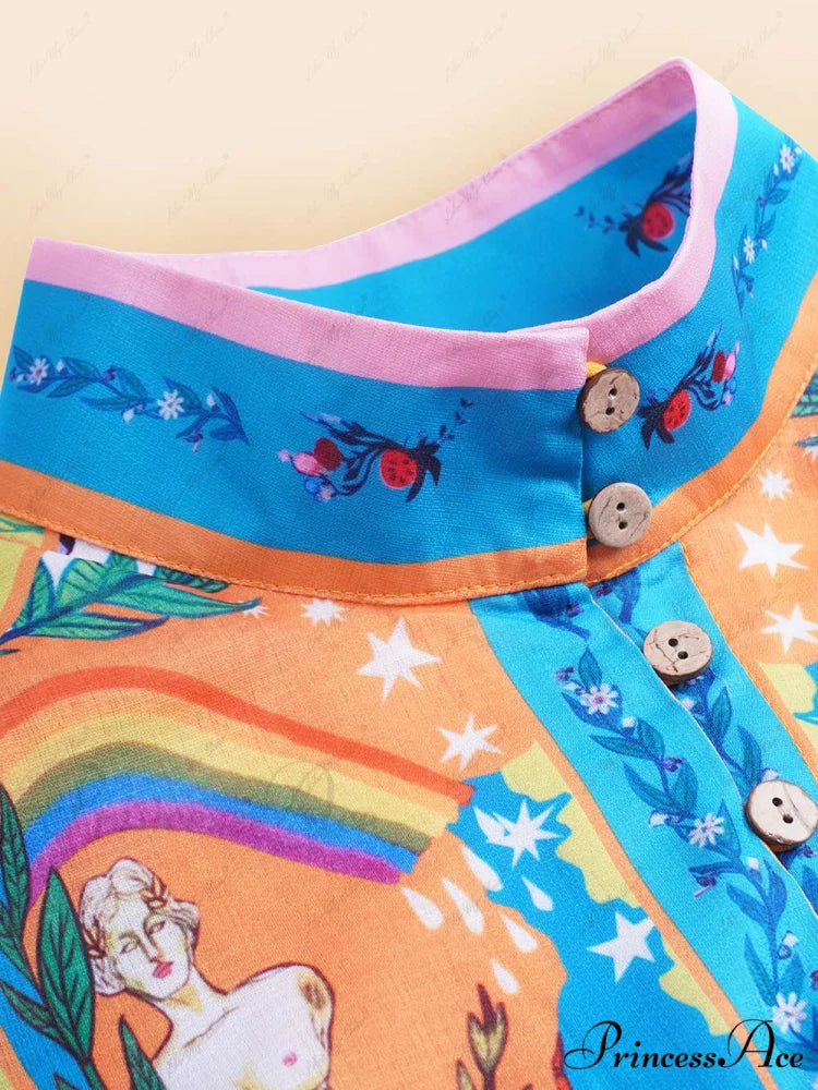 Graffiti Casual Evergreen Charming Printing Mini Dress