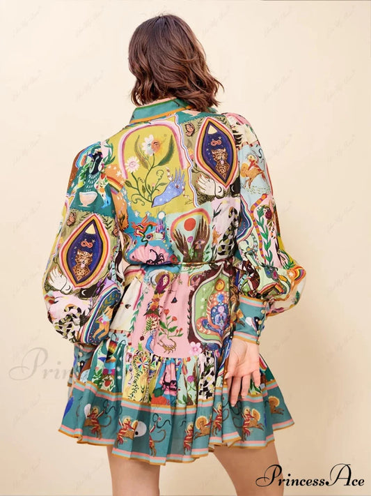 Graffiti Casual Evergreen Charming Printing Mini Dress