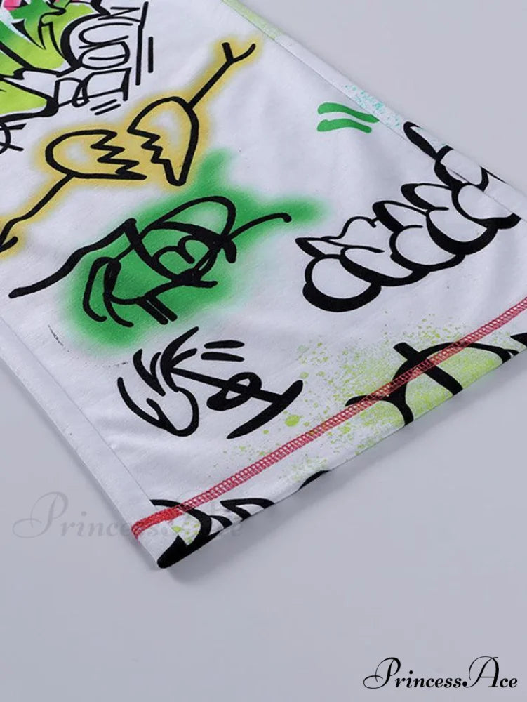 Graffiti Print Graceful Bodycon Maxi Dress