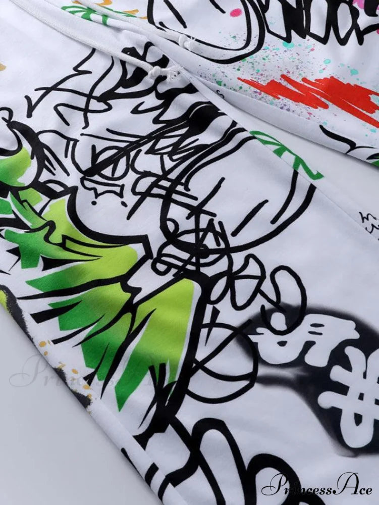 Graffiti Print Graceful Bodycon Maxi Dress