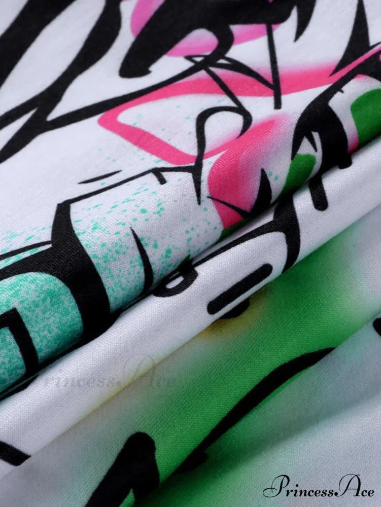 Graffiti Print Graceful Bodycon Maxi Dress