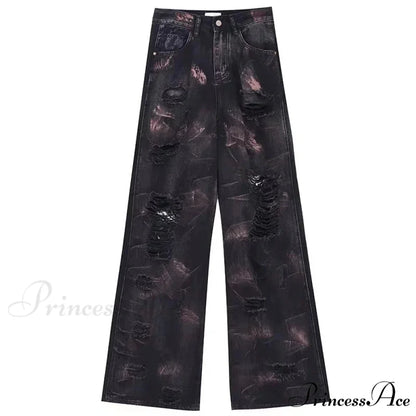 Graffiti Ripped Baggy Halloween Pants Black / S