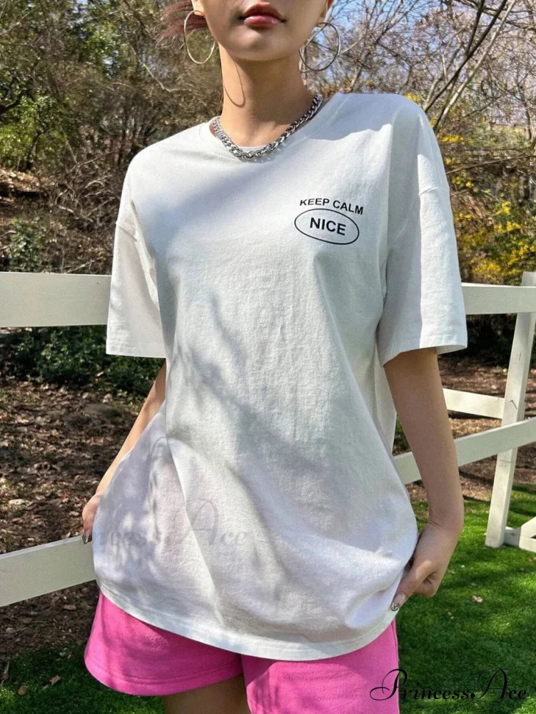 Graphic Back Letter Charming Print Crew Neck T-Shirt