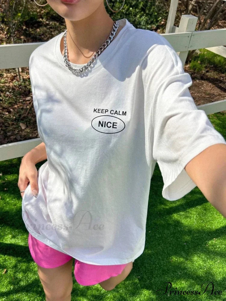 Graphic Back Letter Charming Print Crew Neck T-Shirt