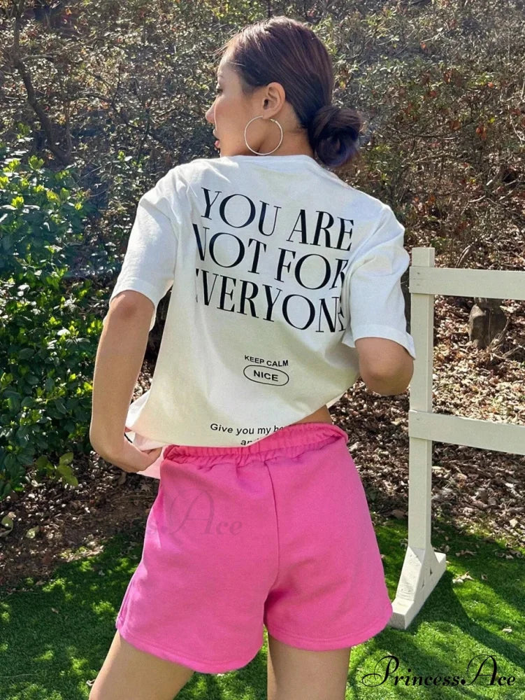 Graphic Back Letter Charming Print Crew Neck T-Shirt