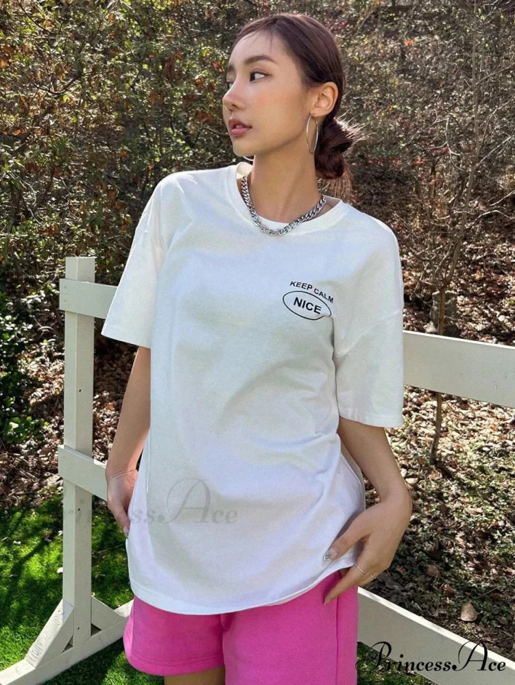 Graphic Back Letter Charming Print Crew Neck T-Shirt