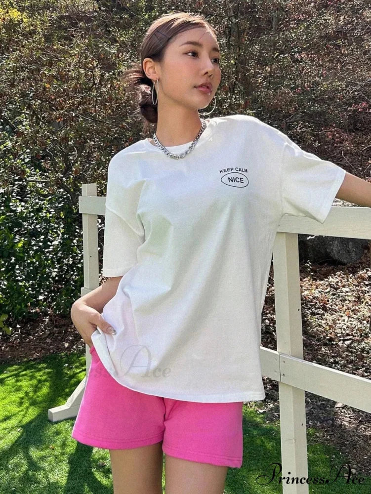 Graphic Back Letter Charming Print Crew Neck T-Shirt