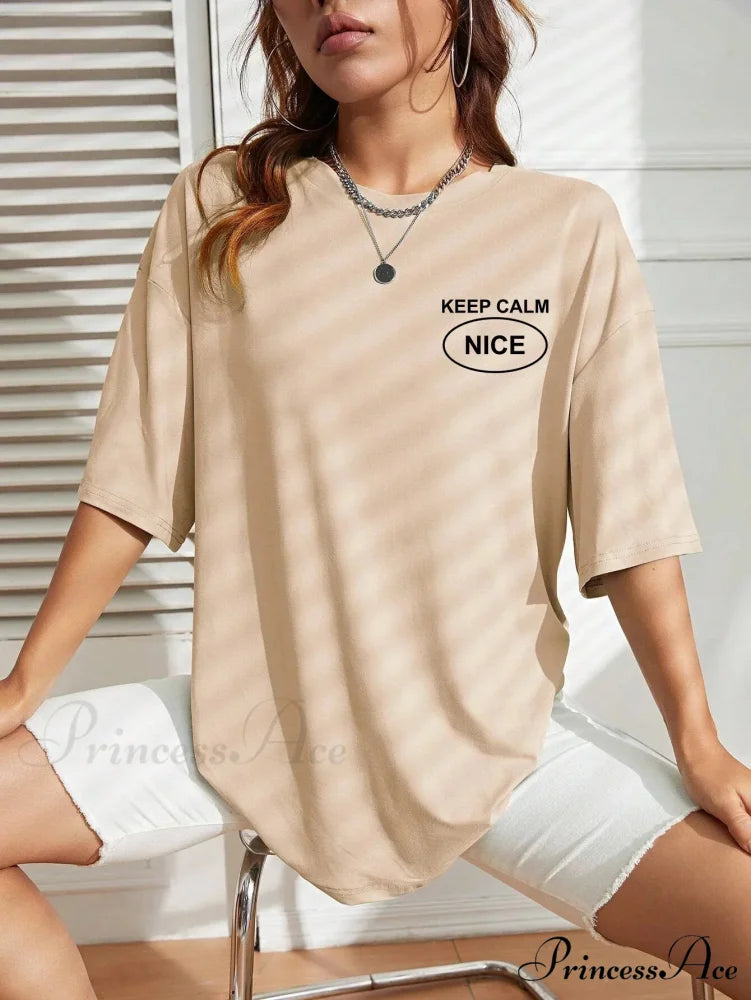 Graphic Back Letter Charming Print Crew Neck T-Shirt