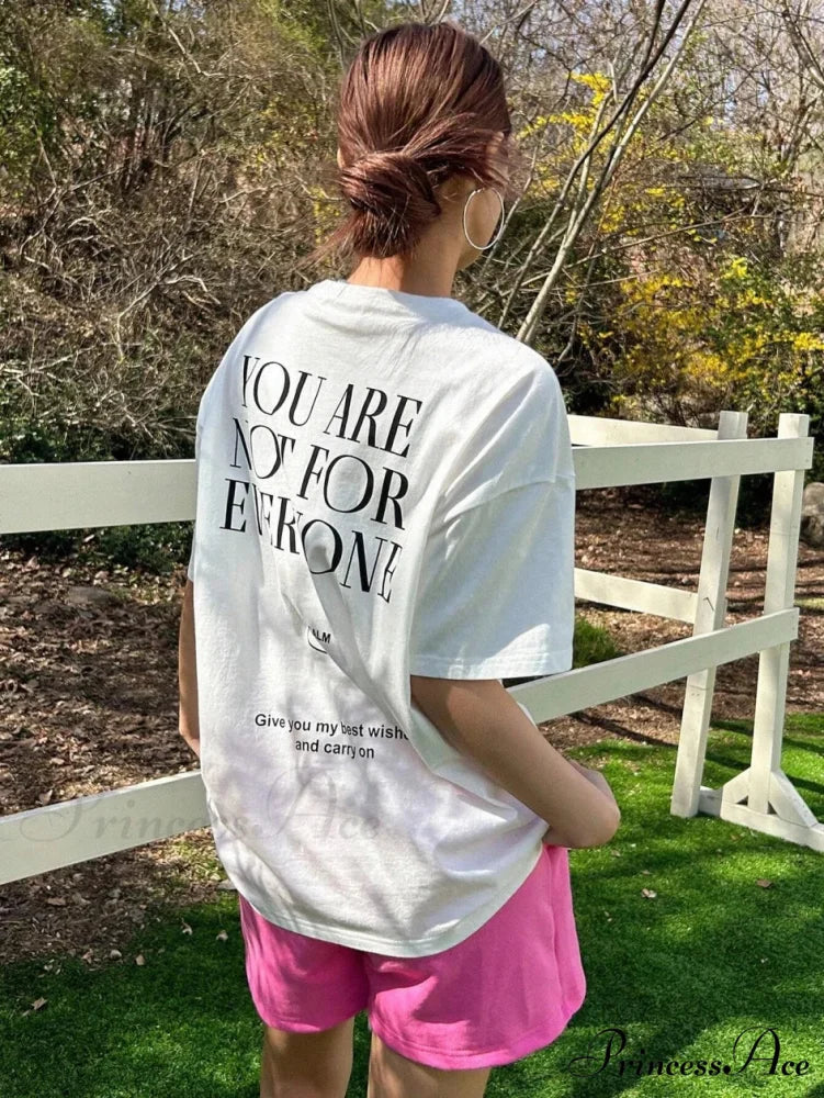 Graphic Back Letter Charming Print Crew Neck T-Shirt