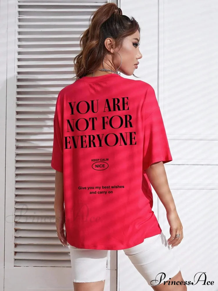 Graphic Back Letter Charming Print Crew Neck T-Shirt