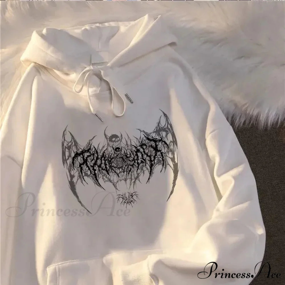 Graphic Extended Sleeve Hoodie White / S hoodies-241228