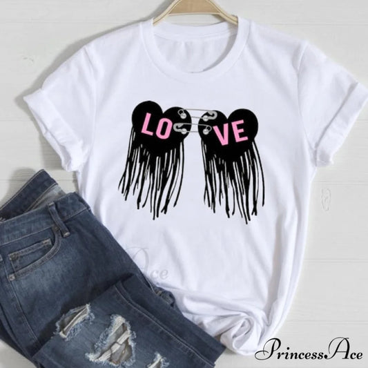Graphic Lady Print Female T-Shirt heart / M