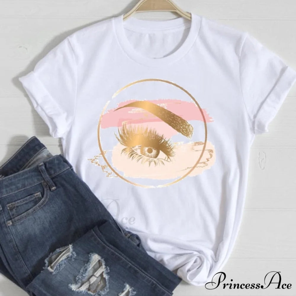 Graphic Lady Print Female T-Shirt pink eye / M