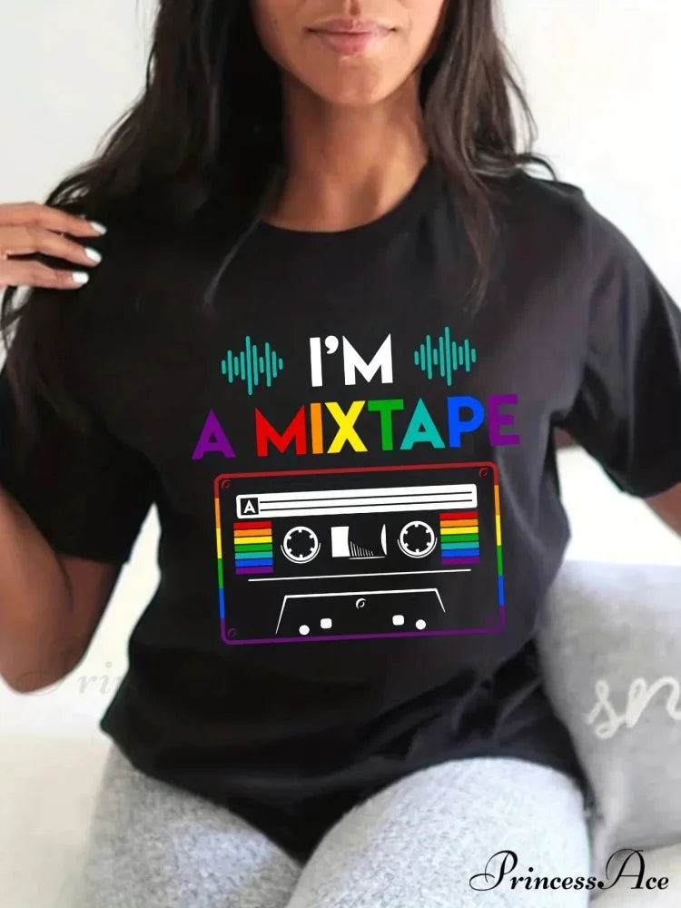 Graphic & Letter Print Casual Short Sleeve Top for Spring & Summer Women’s T-shirt