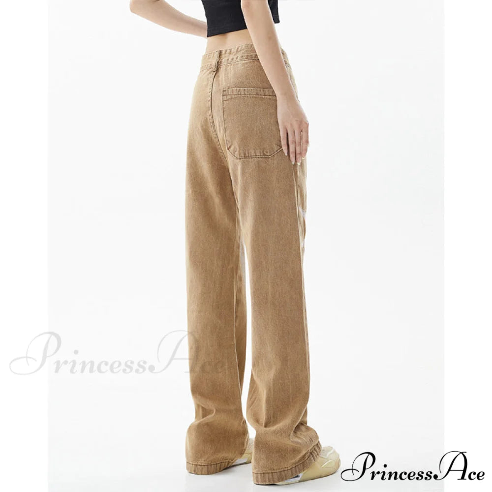 Graphic Pattern Vintage Khaki Jeans