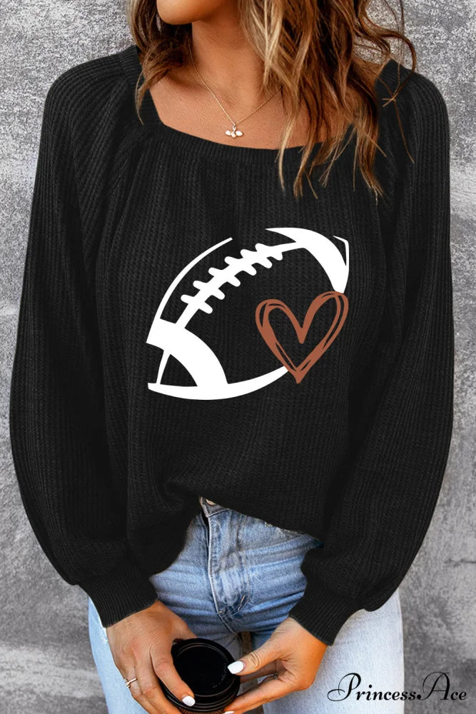 Graphic Ribbed Football Top