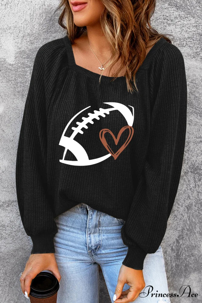 Graphic Ribbed Football Top