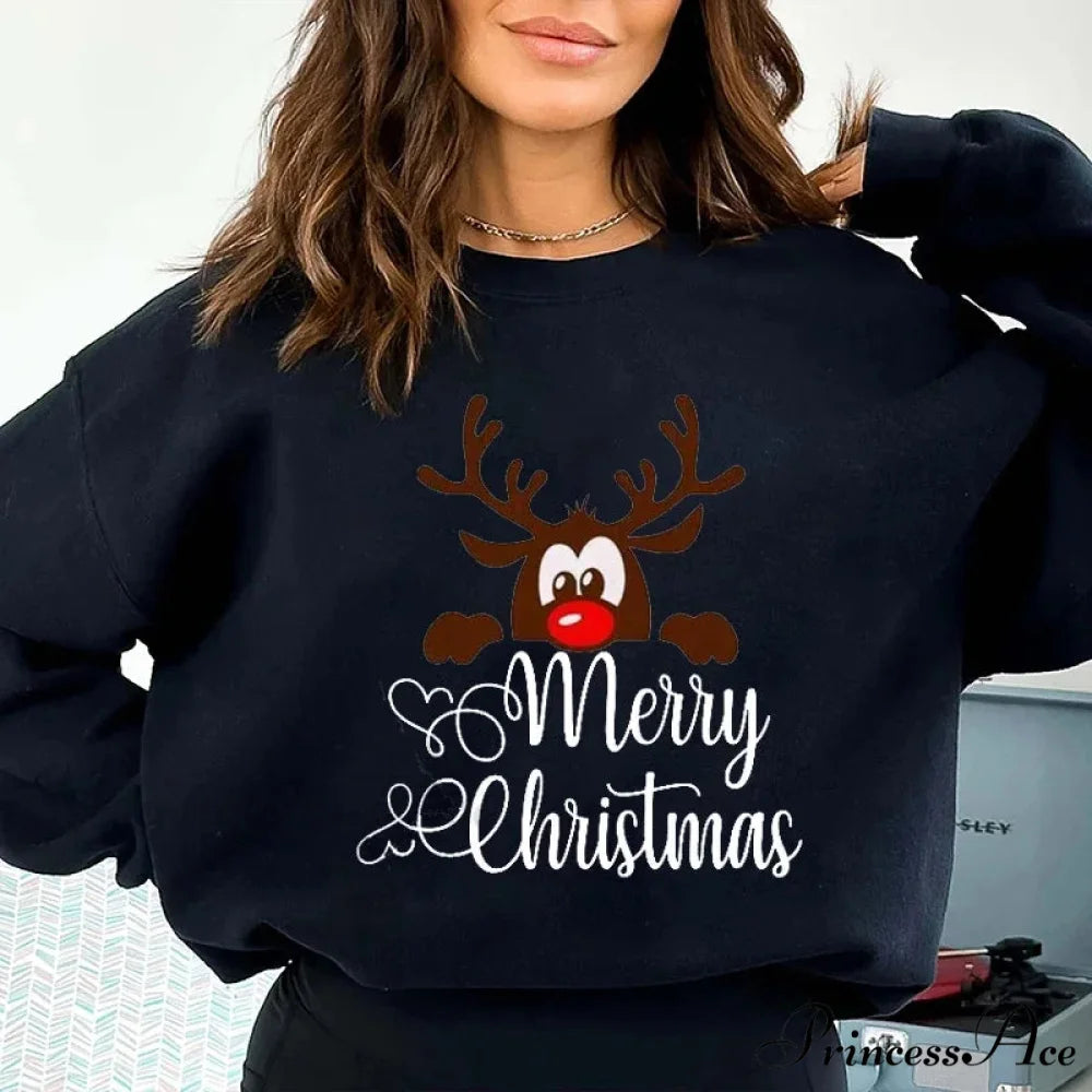 Graphic Santa Claus Reindeer Navidad Harajuku Y2K Unisex Christmas Hoodie black 5 / M Christmas Hoodies-L