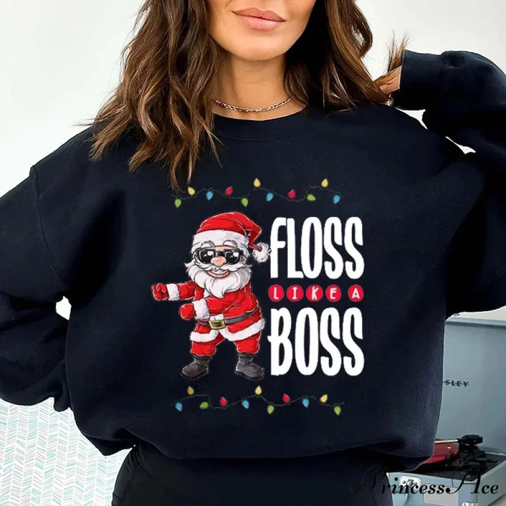 Graphic Santa Claus Reindeer Navidad Harajuku Y2K Unisex Christmas Hoodie black 6 / M Christmas Hoodies-L