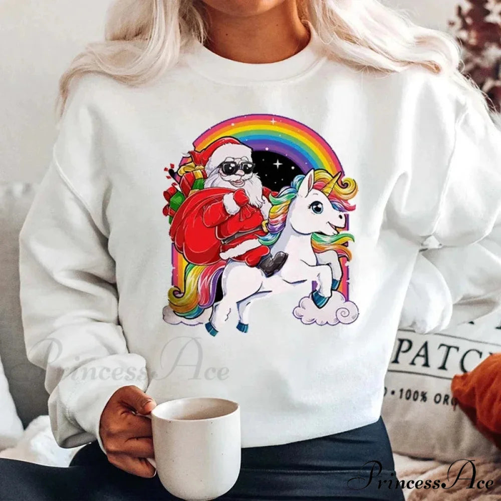Graphic Santa Claus Reindeer Navidad Harajuku Y2K Unisex Christmas Hoodie white 1 / M Christmas Hoodies-L