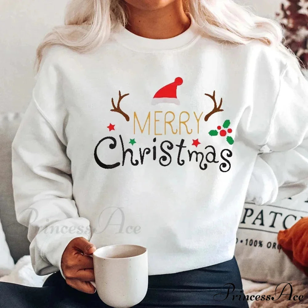 Graphic Santa Claus Reindeer Navidad Harajuku Y2K Unisex Christmas Hoodie white 3 / M Christmas Hoodies-L