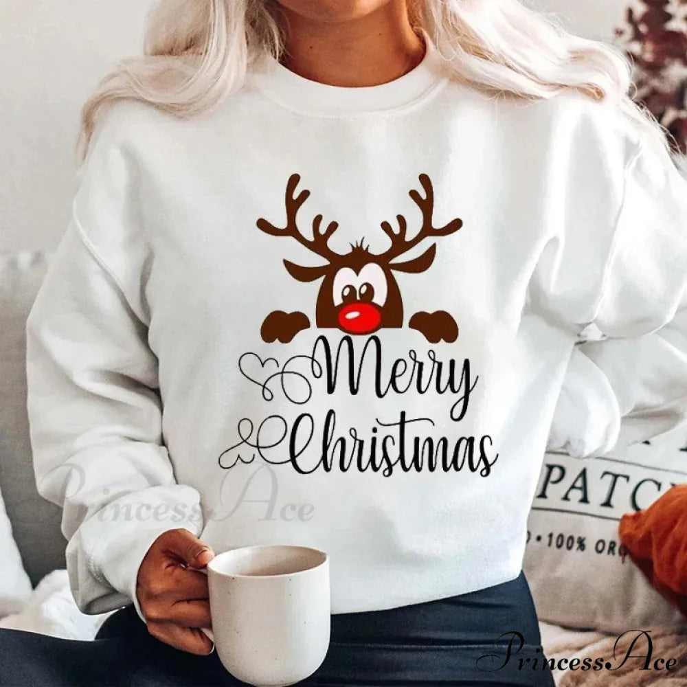 Graphic Santa Claus Reindeer Navidad Harajuku Y2K Unisex Christmas Hoodie white 5 / M Christmas Hoodies-L