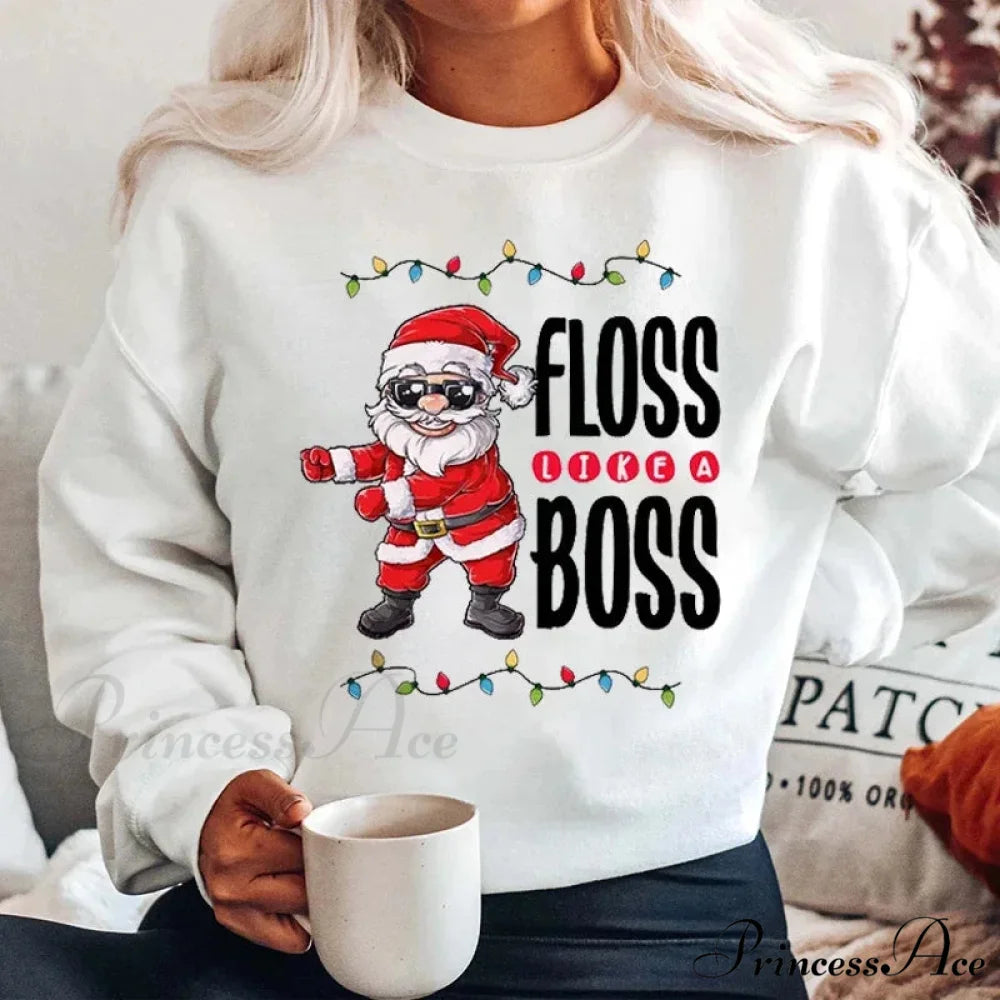 Graphic Santa Claus Reindeer Navidad Harajuku Y2K Unisex Christmas Hoodie white 6 / M Christmas Hoodies-L