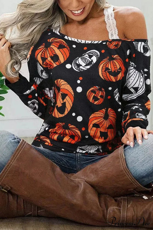 Graphic Shoulder Jack-O’-Lantern One Sweatshirt
