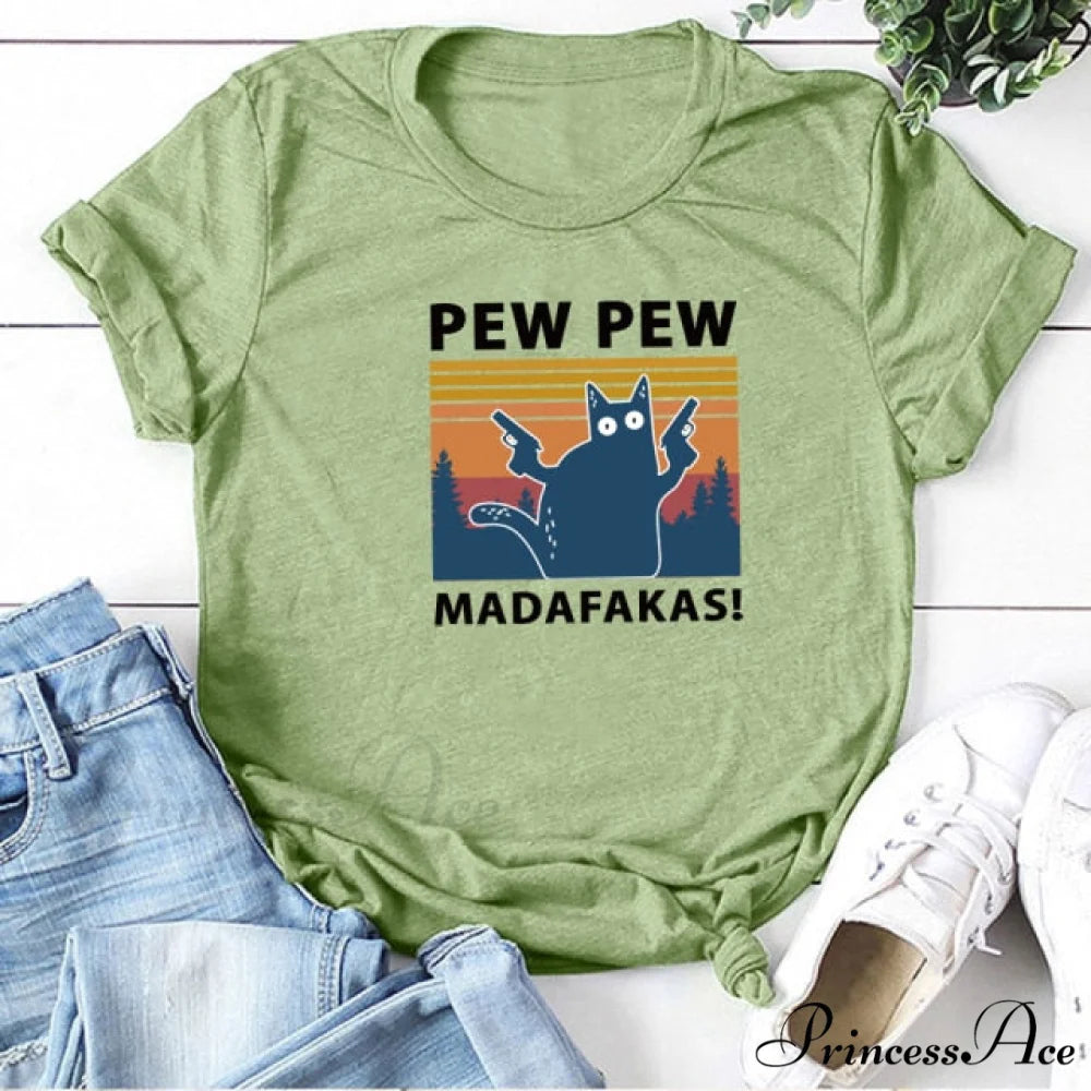 Graphic Tees Funny Shirts Light Green 1 / S