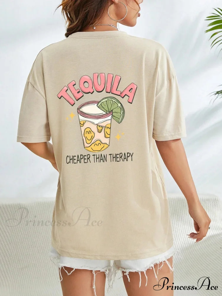 Graphic Tequila Stylish Print T-Shirt Khaki / XXL