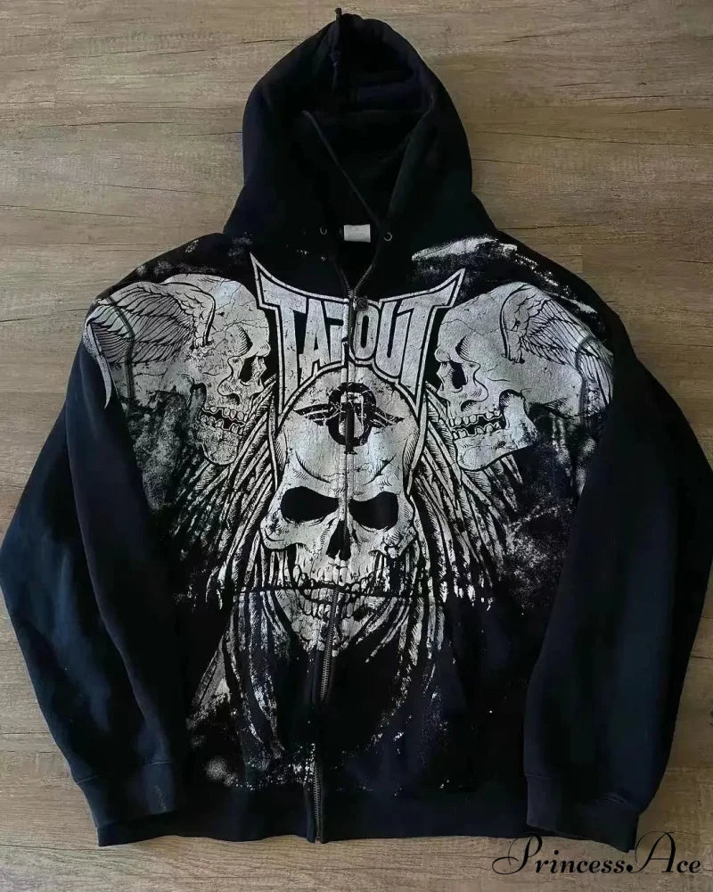 Graphic Zipper Hoodie black 6 / S hoodies-241228