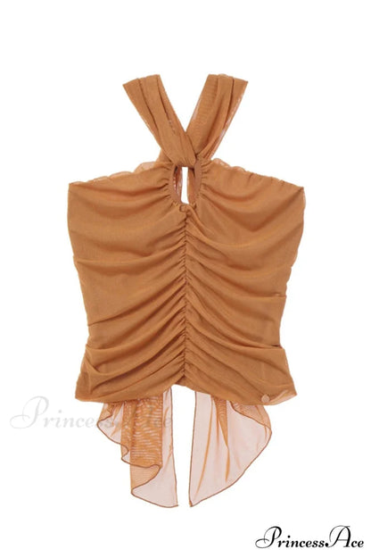 Gray Elegant Ruched Camisole S / Orange