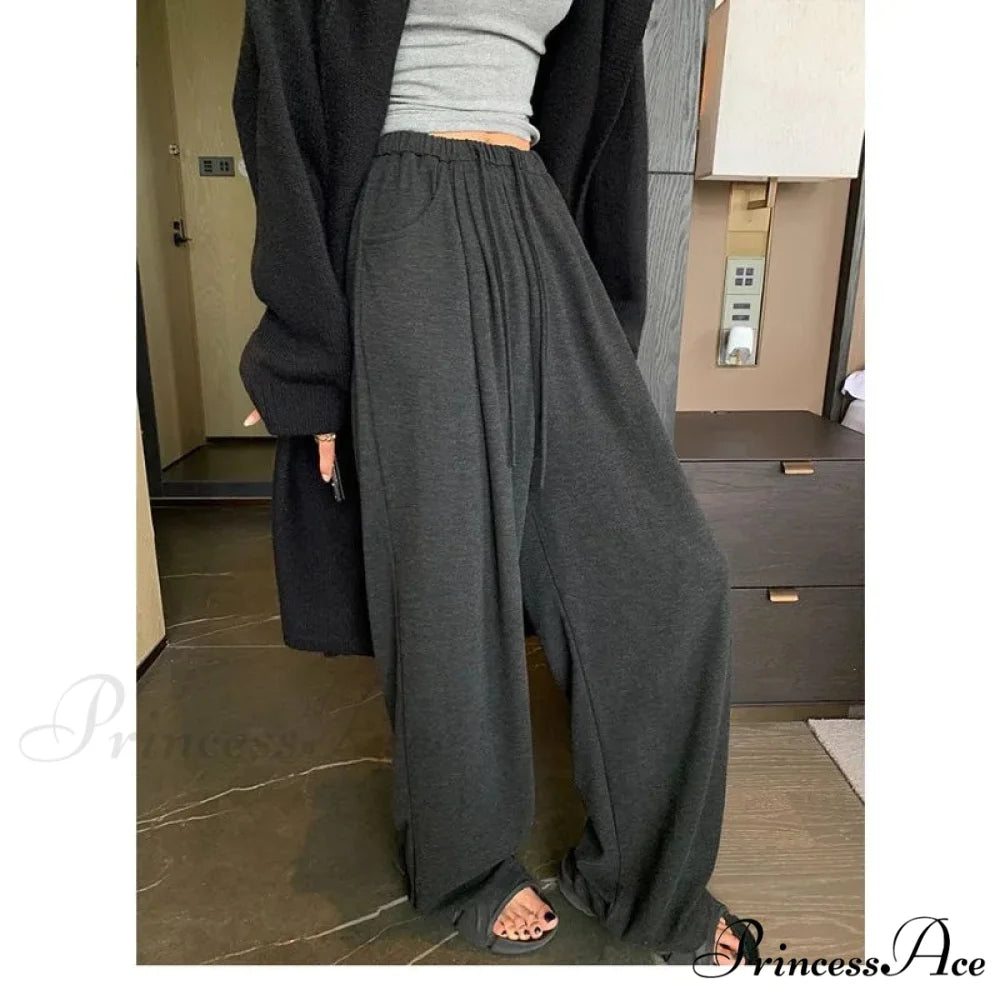 Gray Large Loose Trousers black / S pants-241228