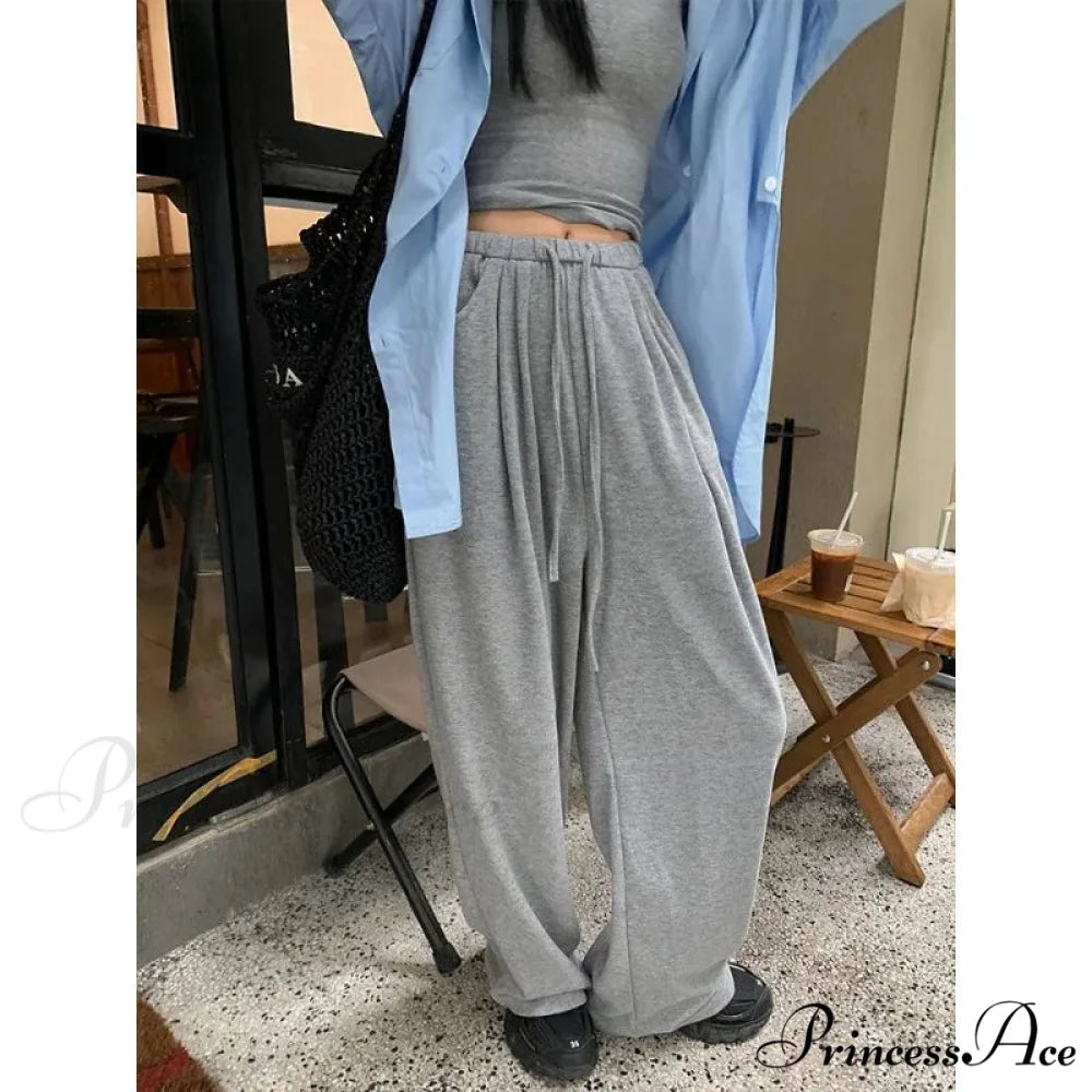 Gray Large Loose Trousers grey / S pants-241228