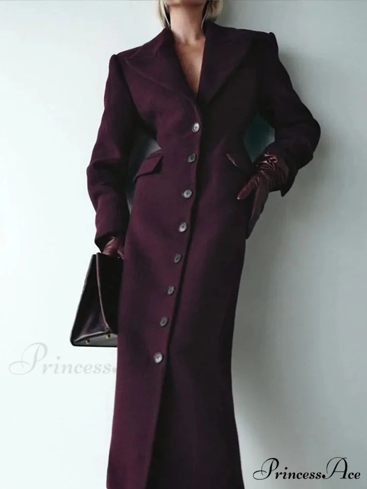 Gray Solitary Buttoned Wool Overcoat coats-241228