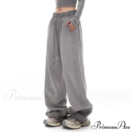 Gray Striped Movement Informal Trousers pants-241228