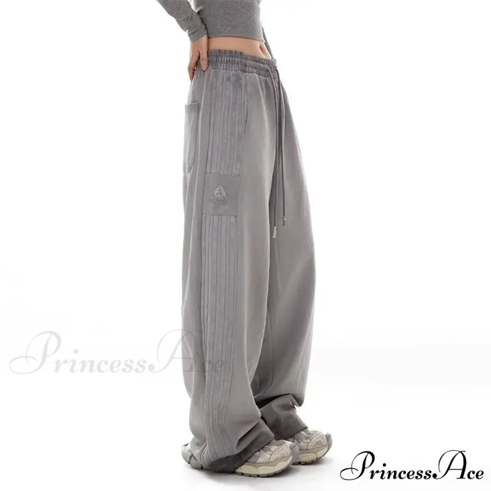Gray Striped Movement Informal Trousers pants-241228