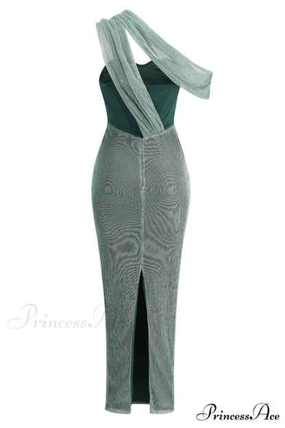 Green Celestina Stylish Draped Maxi Dress