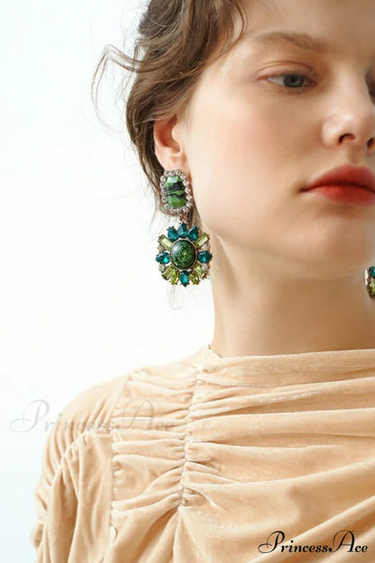Green Dimond Stylish Dangle Earrings Picture