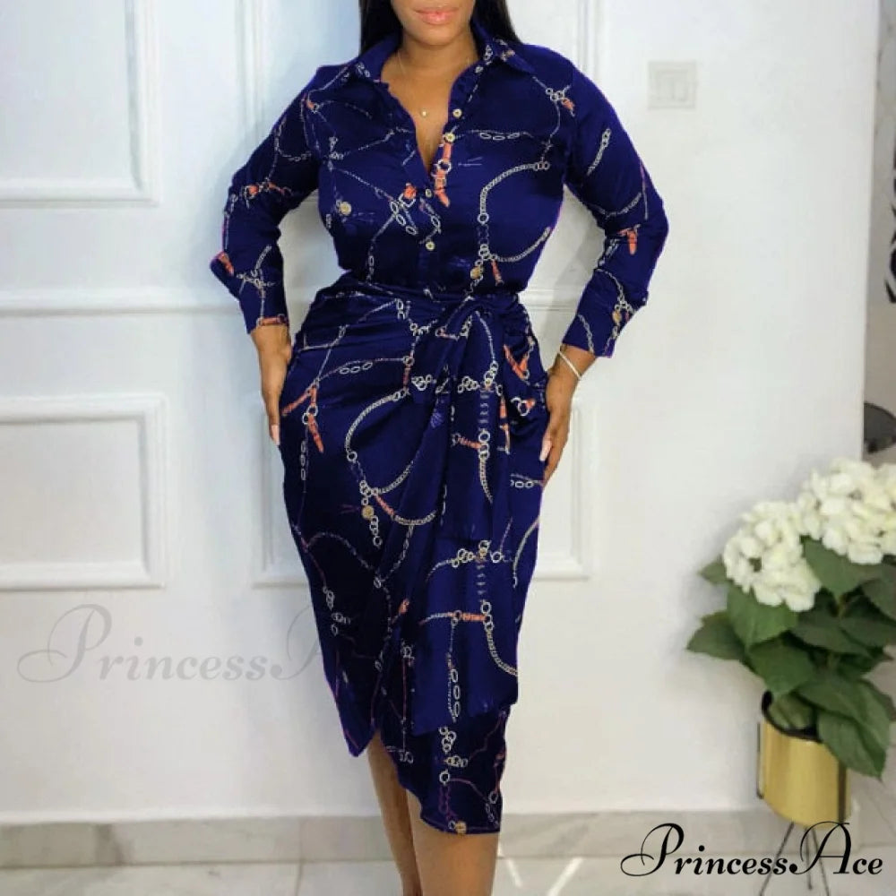 Green Elegant Plus Size Dresses Navy Blue / XL