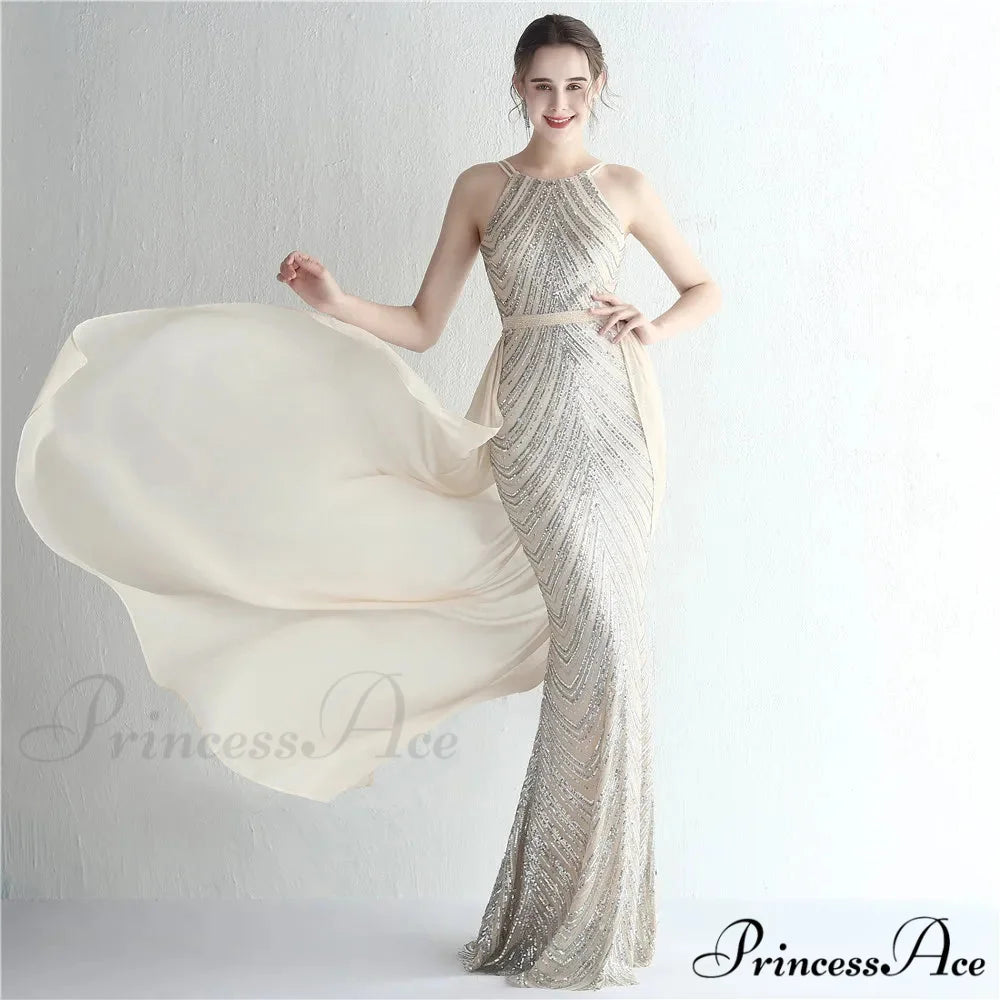 Green Off Shoulder Tassel Sequin Evening Dress Sexy Cross Back Christmas Party Dress Silver / 2