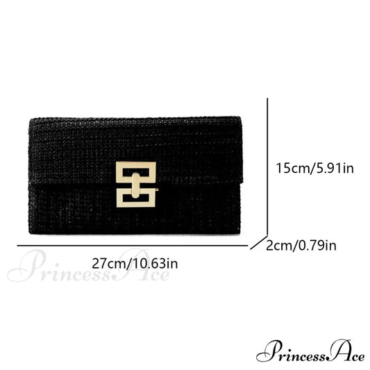 Green Woven Free-spirited Style Evening Clutch Black wristlet-250126