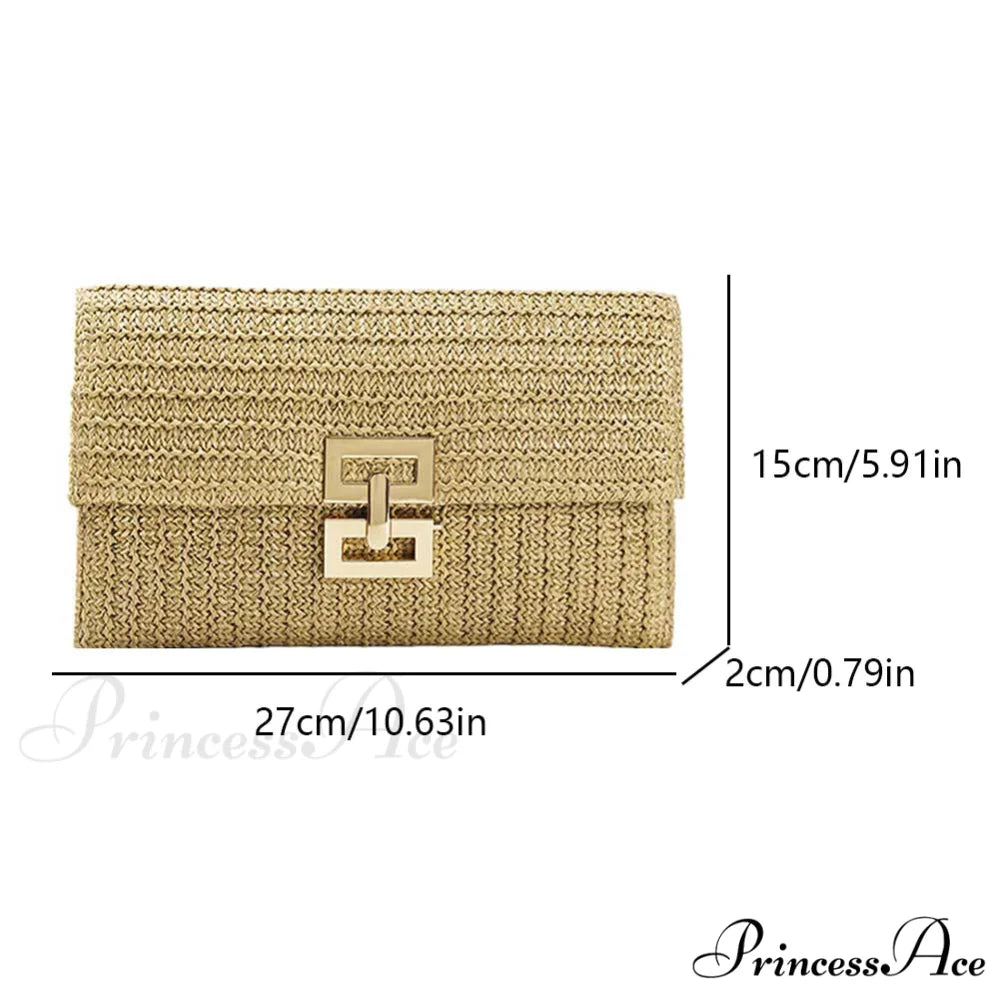 Green Woven Free-spirited Style Evening Clutch Khaki wristlet-250126