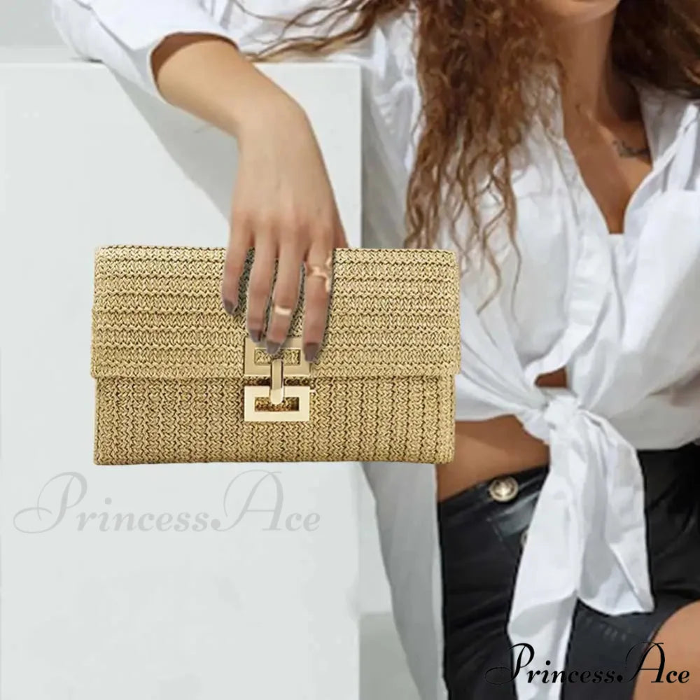 Green Woven Free-spirited Style Evening Clutch wristlet-250126