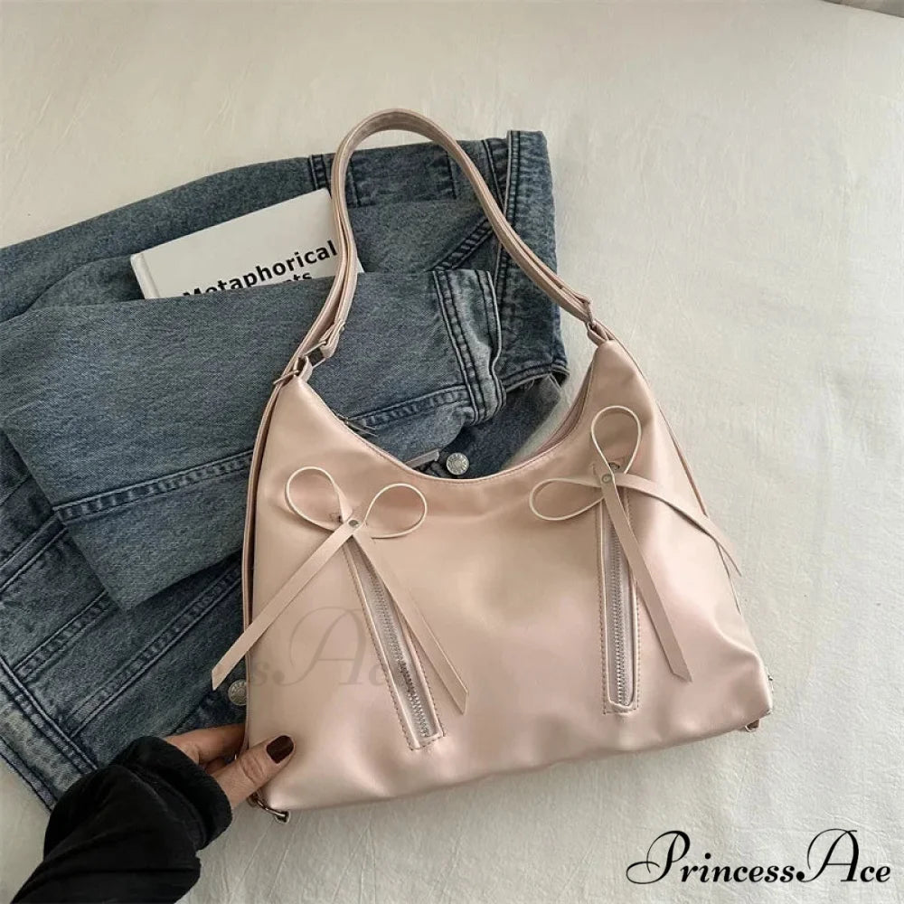 Grey Arch Synthetic Leather Shoulder Bag Pink shoulder-250126