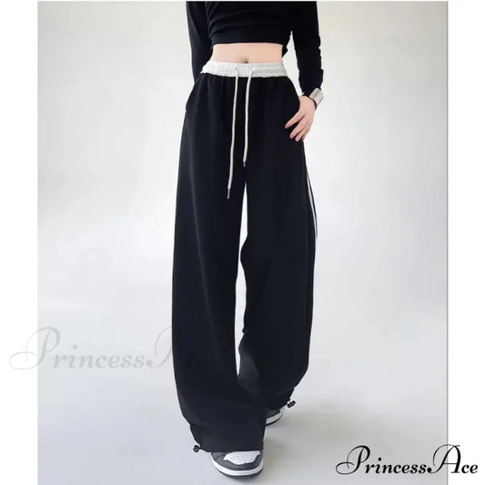 Grey Banded Informal Sweatpants Trousers Black / S pants-241228